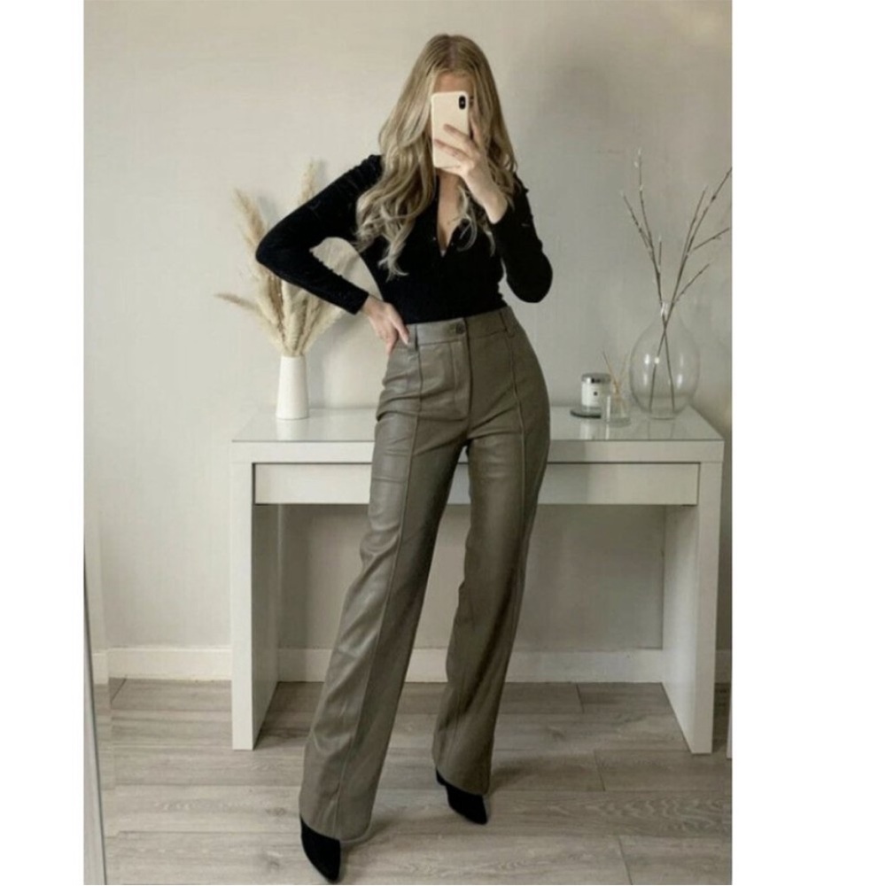 ZARA FULL LENGTH FAUX LEATHER FRANCOISE PANTS - Picture 1 of 11
